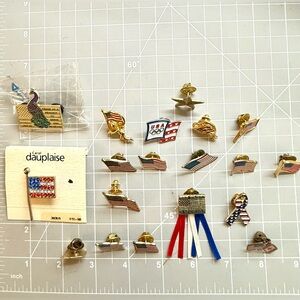 Vintage American USA Flag Military Star Pin Brooch lot